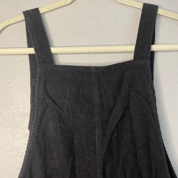 Le Lis Dress Size Medium Boho Black Corduroy Overall Button Down Fringe - Picture 6 of 9